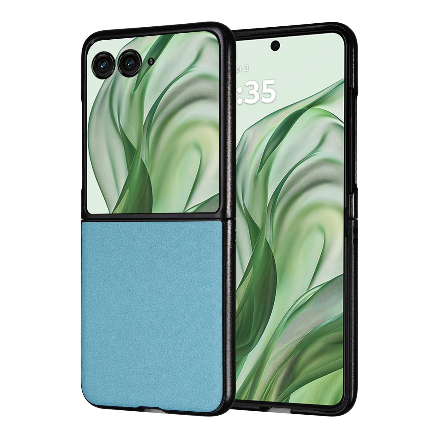 For Motorola Razr 50 Ultra 5G Case Litchi Texture Leather+Hard PC Phone Cover - Baby Blue