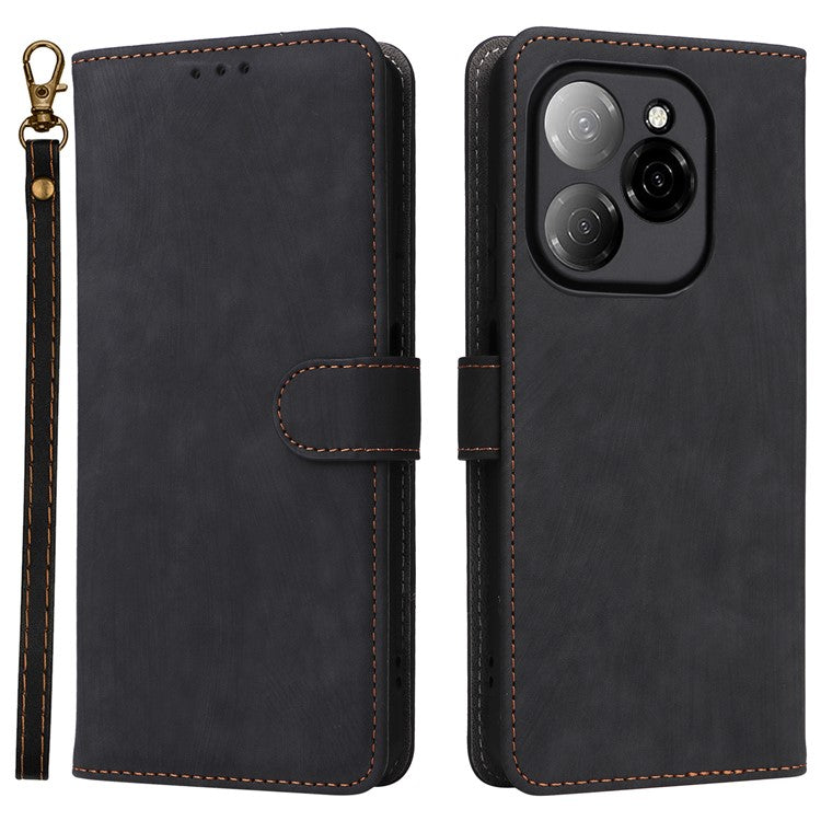 For TECNO Spark 20 Pro 5G / KJ8 Case RFID Blocking PU Leather Wallet Phone Cover - Black