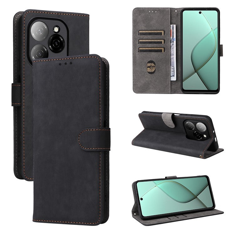 For TECNO Spark 20 Pro 5G / KJ8 Case RFID Blocking PU Leather Wallet Phone Cover - Black