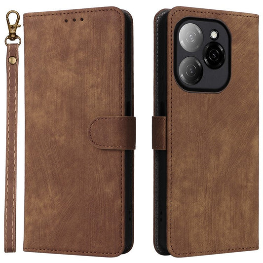 For TECNO Spark 20 Pro 5G / KJ8 Case RFID Blocking PU Leather Wallet Phone Cover - Brown