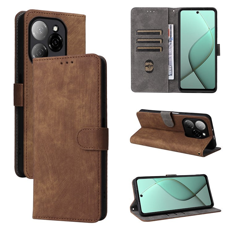 For TECNO Spark 20 Pro 5G / KJ8 Case RFID Blocking PU Leather Wallet Phone Cover - Brown