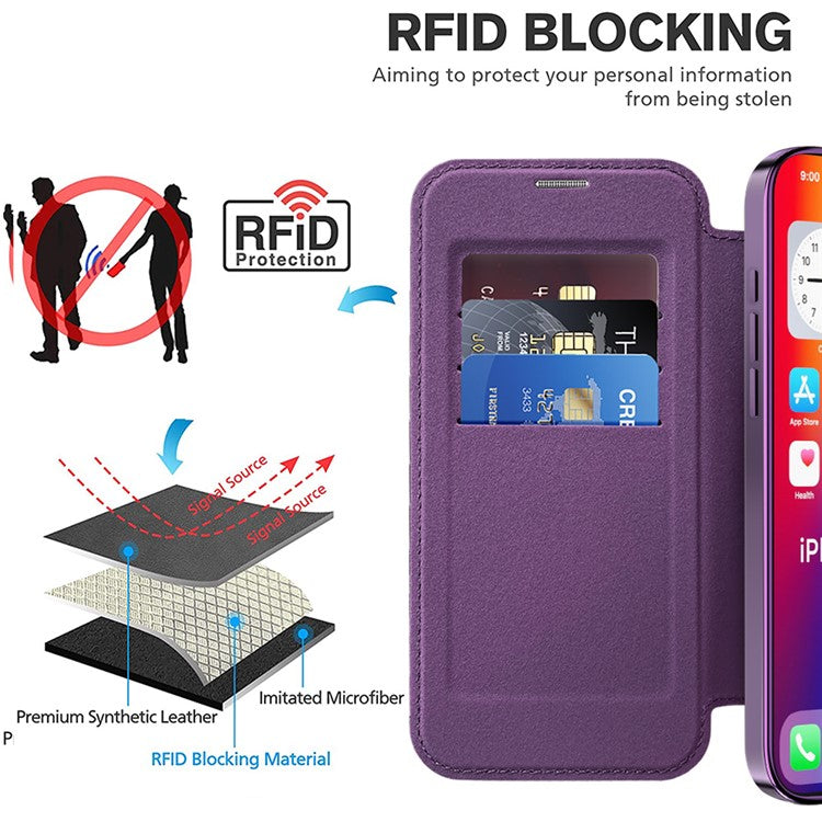 For iPhone 16 Plus Case Compatible with MagSafe Rhombus PU Leather Phone Cover - Purple