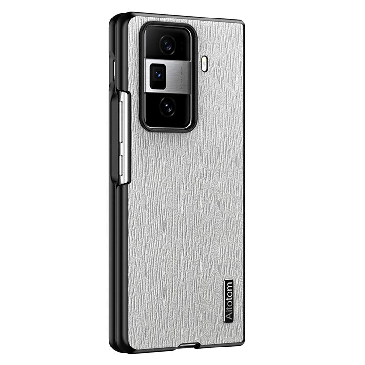 For Honor Magic Vs3 5G Case PU Leather+PC+TPU Back Phone Cover Wood Texture - Grey