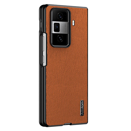 For Honor Magic Vs3 5G Case PU Leather+PC+TPU Back Phone Cover Wood Texture - Brown