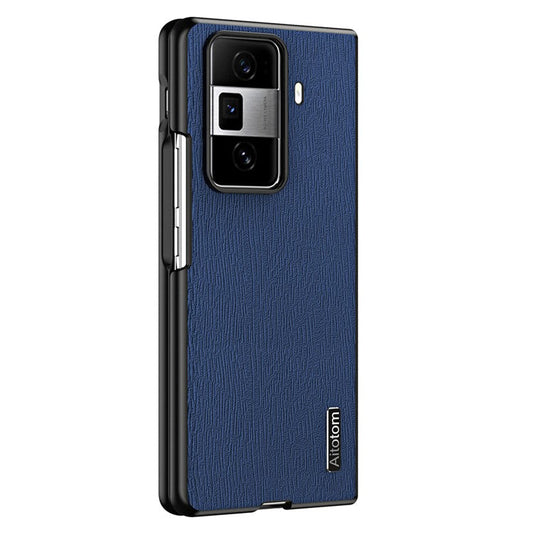For Honor Magic Vs3 5G Case PU Leather+PC+TPU Back Phone Cover Wood Texture - Blue