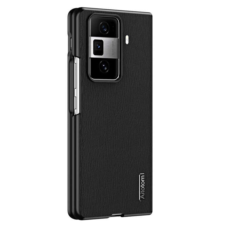 For Honor Magic Vs3 5G Case PU Leather+PC+TPU Back Phone Cover Wood Texture - Black