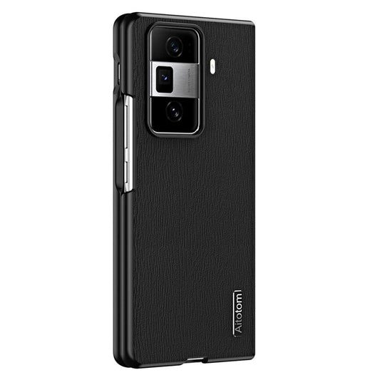 For Honor Magic Vs3 5G Case PU Leather+PC+TPU Back Phone Cover Wood Texture - Black
