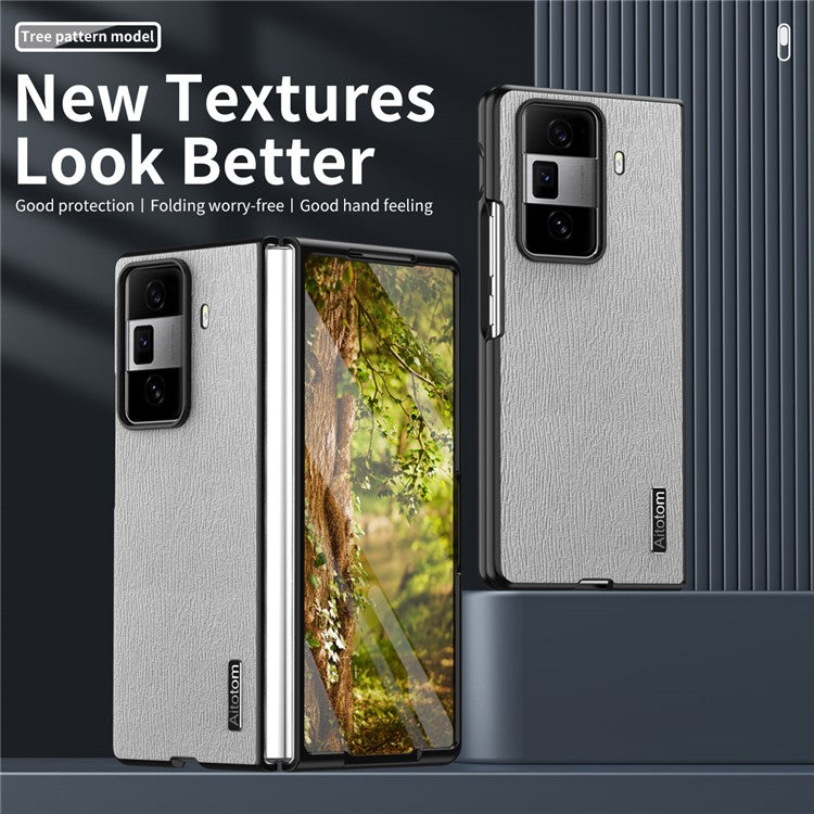 For Honor Magic Vs3 5G Case PU Leather+PC+TPU Back Phone Cover Wood Texture - Black