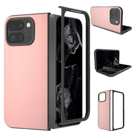 For Google Pixel 9 Pro Fold 5G Case Anti-Scratch PU Leather Coated PC Phone Cover - Light Pink