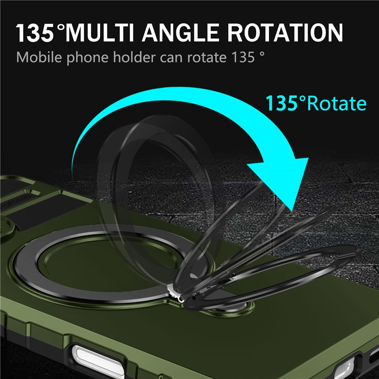 For iPhone 16 Case Magnetic Kickstand PC+TPU Phone Cover Compatible with MagSafe - Green