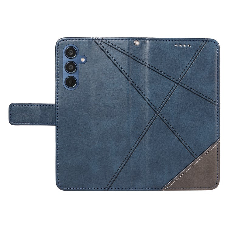 For Samsung Galaxy M35 5G Case Folding Stand Leather Geometric Wallet Phone Cover - Blue
