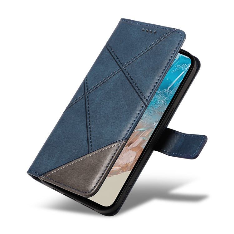 For Samsung Galaxy M35 5G Case Folding Stand Leather Geometric Wallet Phone Cover - Blue