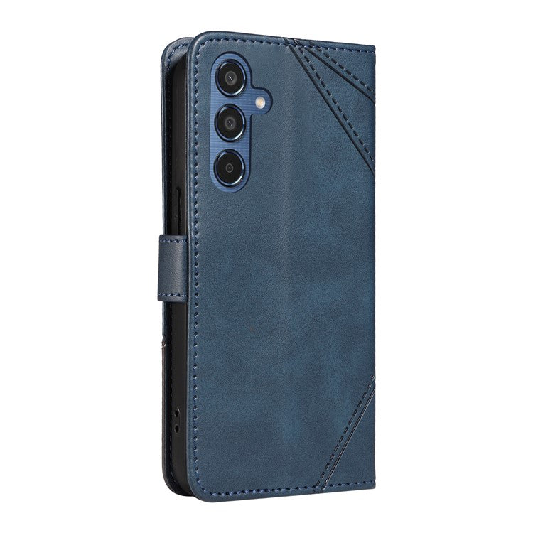 For Samsung Galaxy M35 5G Case Folding Stand Leather Geometric Wallet Phone Cover - Blue