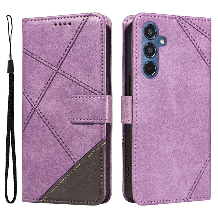 For Samsung Galaxy M35 5G Case Folding Stand Leather Geometric Wallet Phone Cover - Purple
