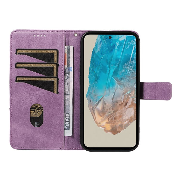 For Samsung Galaxy M35 5G Case Folding Stand Leather Geometric Wallet Phone Cover - Purple