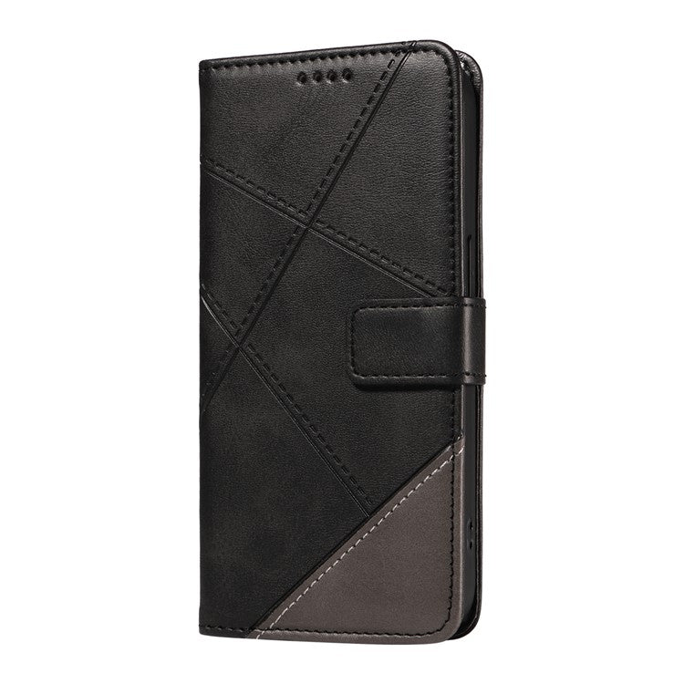 For Samsung Galaxy M35 5G Case Folding Stand Leather Geometric Wallet Phone Cover - Black