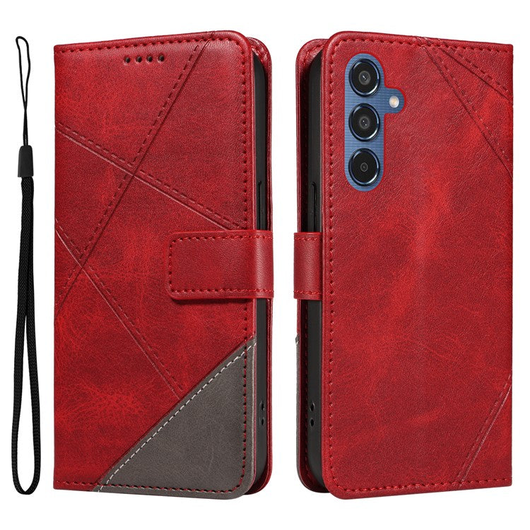 For Samsung Galaxy M35 5G Case Folding Stand Leather Geometric Wallet Phone Cover - Red