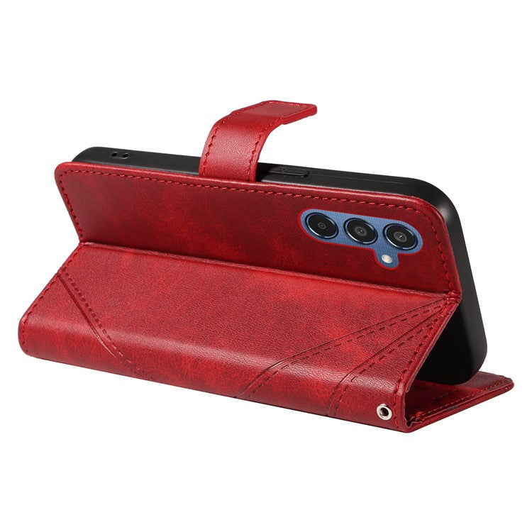 For Samsung Galaxy M35 5G Case Folding Stand Leather Geometric Wallet Phone Cover - Red
