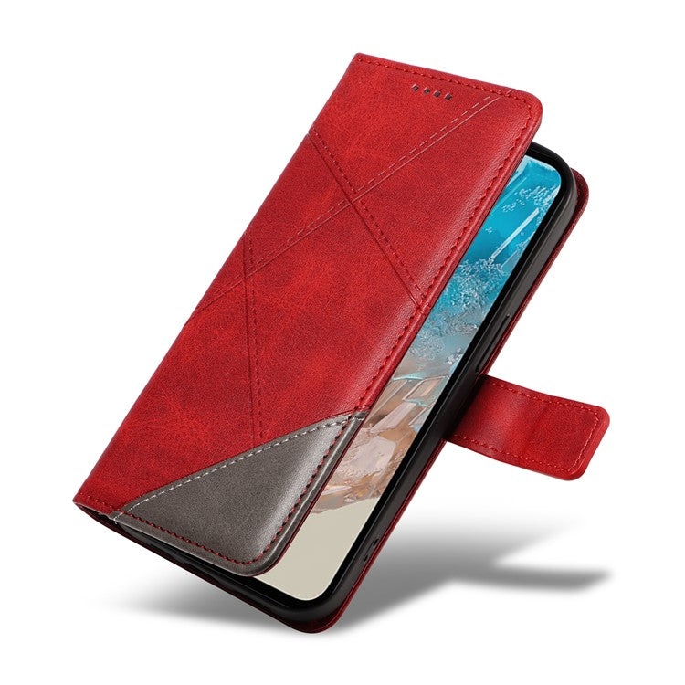 For Samsung Galaxy M35 5G Case Folding Stand Leather Geometric Wallet Phone Cover - Red