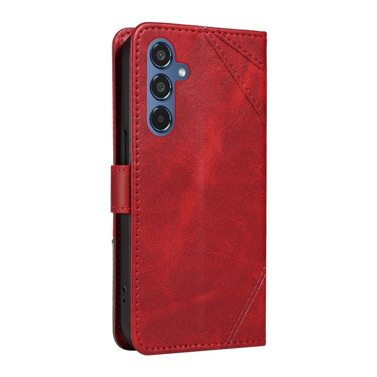 For Samsung Galaxy M35 5G Case Folding Stand Leather Geometric Wallet Phone Cover - Red