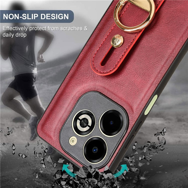 For Infinix Smart 8 Plus / 8 Pro 4G Phone Case Wristband Kickstand Leather+PC+TPU Cover - Red
