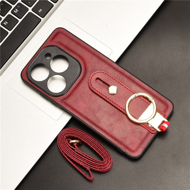 For Infinix Smart 8 Plus / 8 Pro 4G Phone Case Wristband Kickstand Leather+PC+TPU Cover - Red