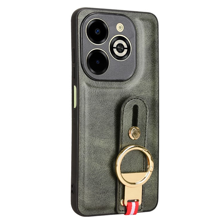 For Infinix Smart 8 Plus / 8 Pro 4G Phone Case Wristband Kickstand Leather+PC+TPU Cover - Green