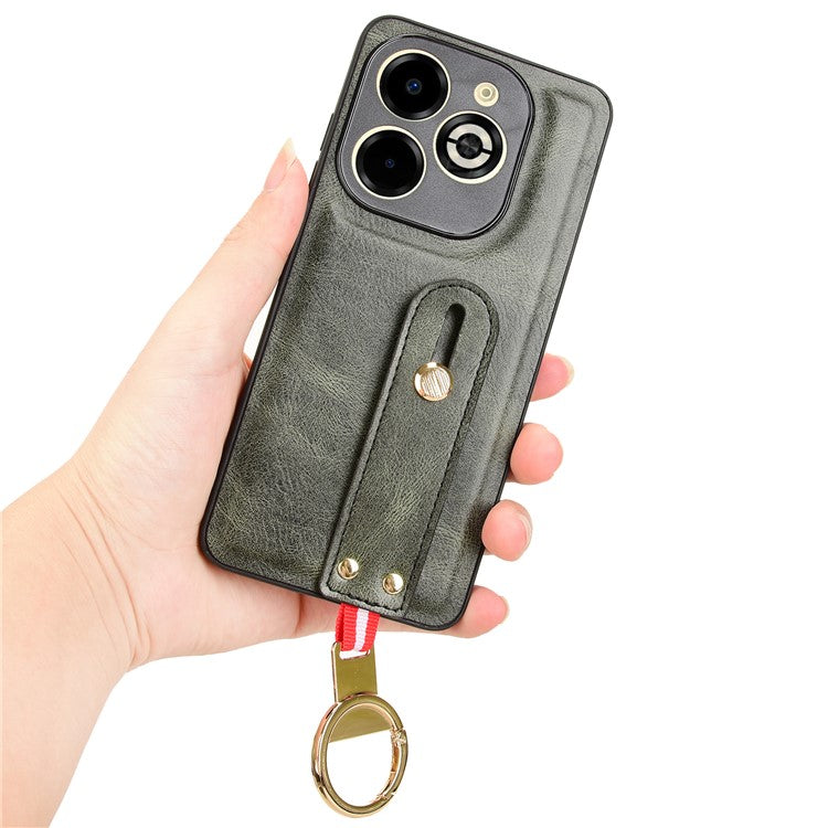 For Infinix Smart 8 Plus / 8 Pro 4G Phone Case Wristband Kickstand Leather+PC+TPU Cover - Green