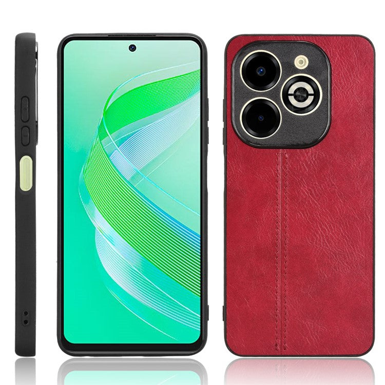 For Infinix Smart 8 Plus / 8 Pro 4G Case Stitching Line PU Leather+PC+TPU Phone Cover - Red
