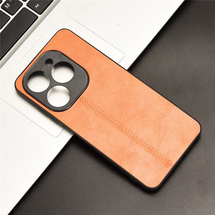 For Infinix Smart 8 Plus / 8 Pro 4G Case Stitching Line PU Leather+PC+TPU Phone Cover - Orange