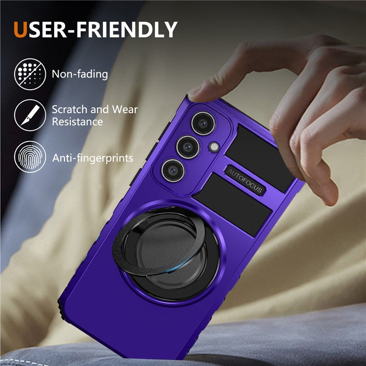 For Samsung Galaxy S23 FE Case Compatible with MagSafe Rotary Kickstand Anti-Drop TPU+PC Phone Cover - Purple