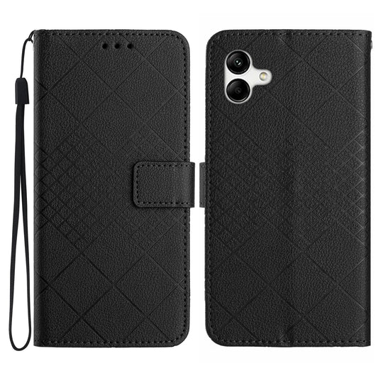 HT06 For Samsung Galaxy A06 Case PU Leather Wallet Flip Folio Phone Cover - Black
