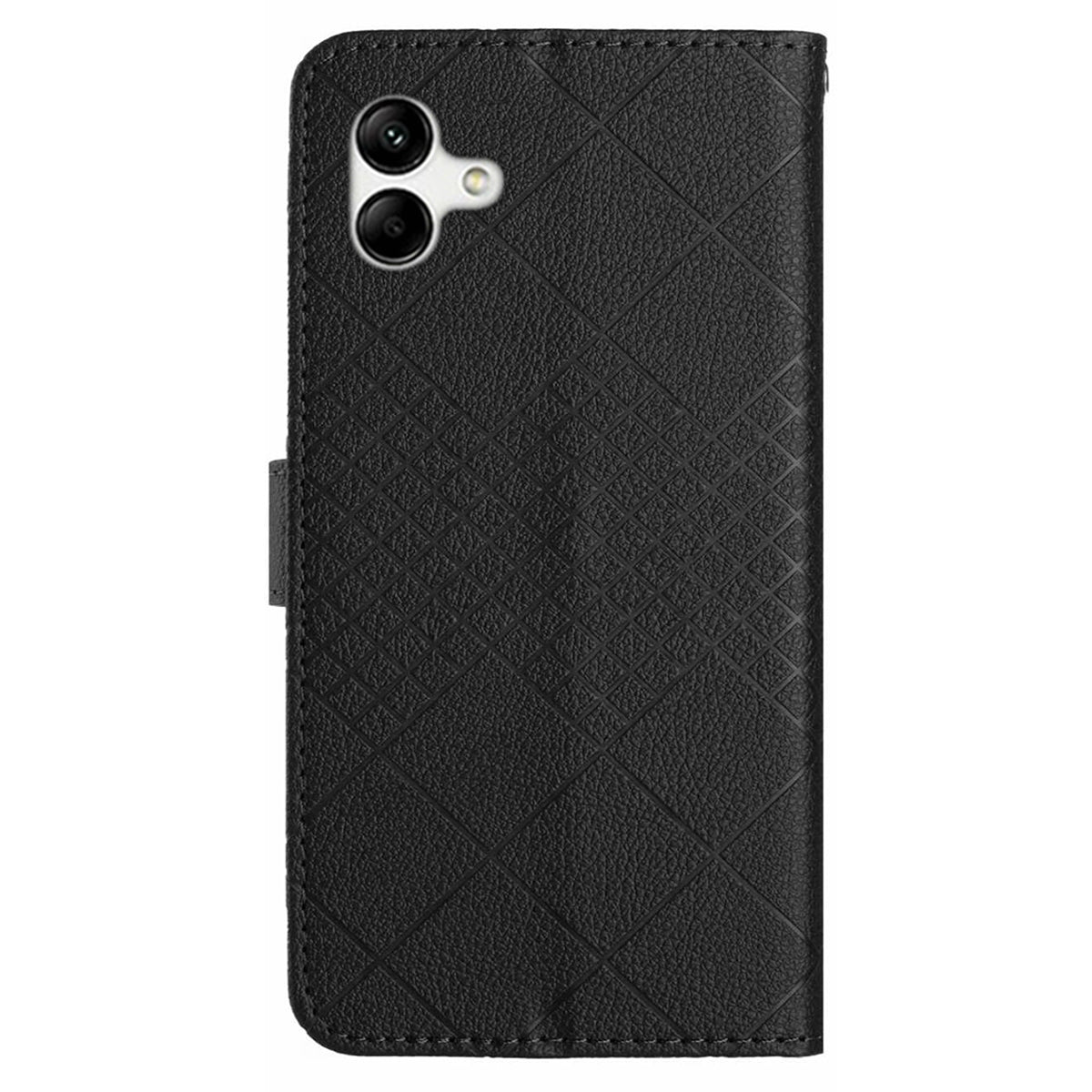 HT06 For Samsung Galaxy A06 Case PU Leather Wallet Flip Folio Phone Cover - Black