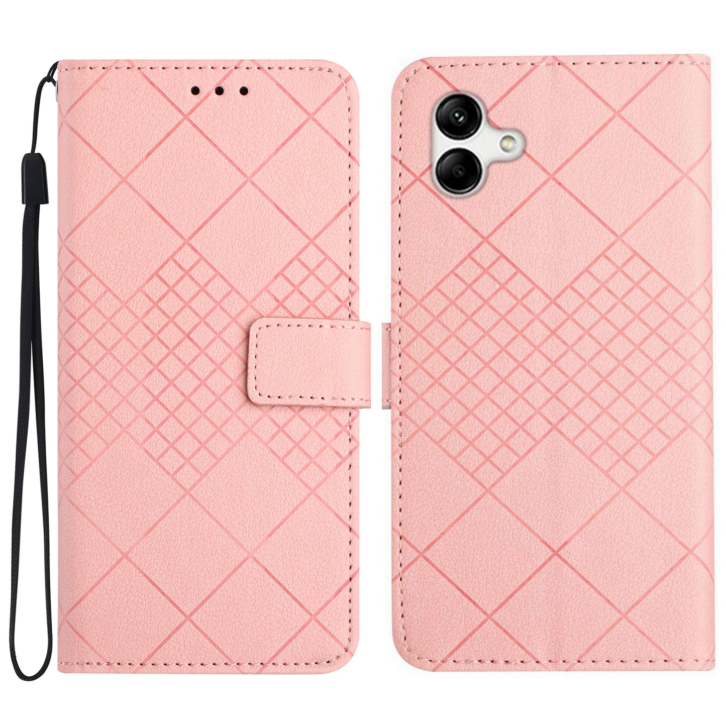 HT06 For Samsung Galaxy A06 Case PU Leather Wallet Flip Folio Phone Cover - Pink