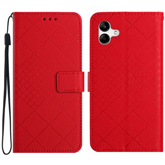 HT06 For Samsung Galaxy A06 Case PU Leather Wallet Flip Folio Phone Cover - Red