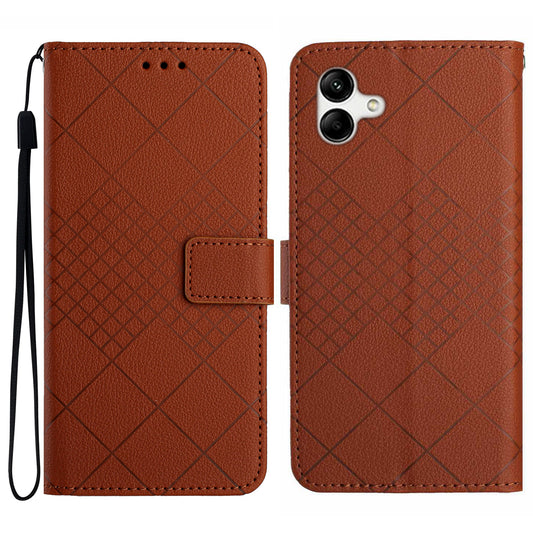 HT06 For Samsung Galaxy A06 Case PU Leather Wallet Flip Folio Phone Cover - Brown