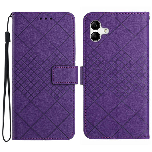 HT06 For Samsung Galaxy A06 Case PU Leather Wallet Flip Folio Phone Cover - Dark Purple