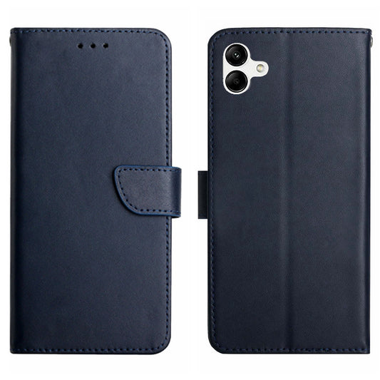 HT02 For Samsung Galaxy A06 Case Nappa Texture Genuine Cow Leather Phone Cover - Blue
