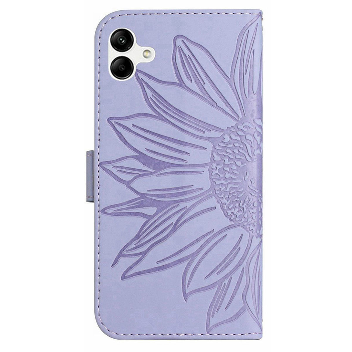 HT04 For Samsung Galaxy A06 Case Sunflower Leather Wallet Phone Cover with Wrist Strap - Light Purple