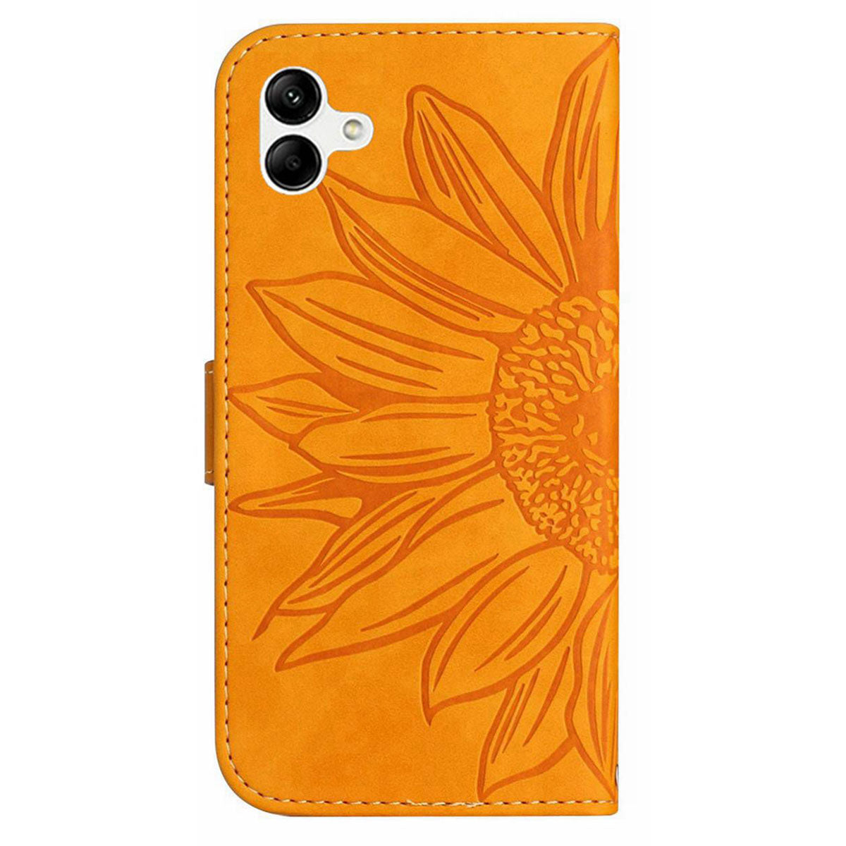 HT04 For Samsung Galaxy A06 Case Sunflower Leather Wallet Phone Cover with Wrist Strap - Yellow