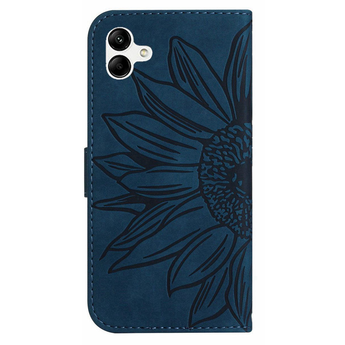 HT04 For Samsung Galaxy A06 Case Sunflower Leather Wallet Phone Cover with Wrist Strap - Dark Blue