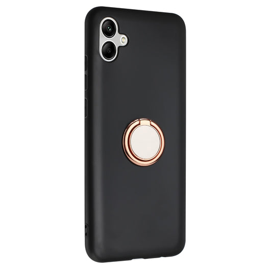 For Samsung Galaxy A06 Case Ring Kickstand Matte Soft TPU Phone Cover - Rose Gold