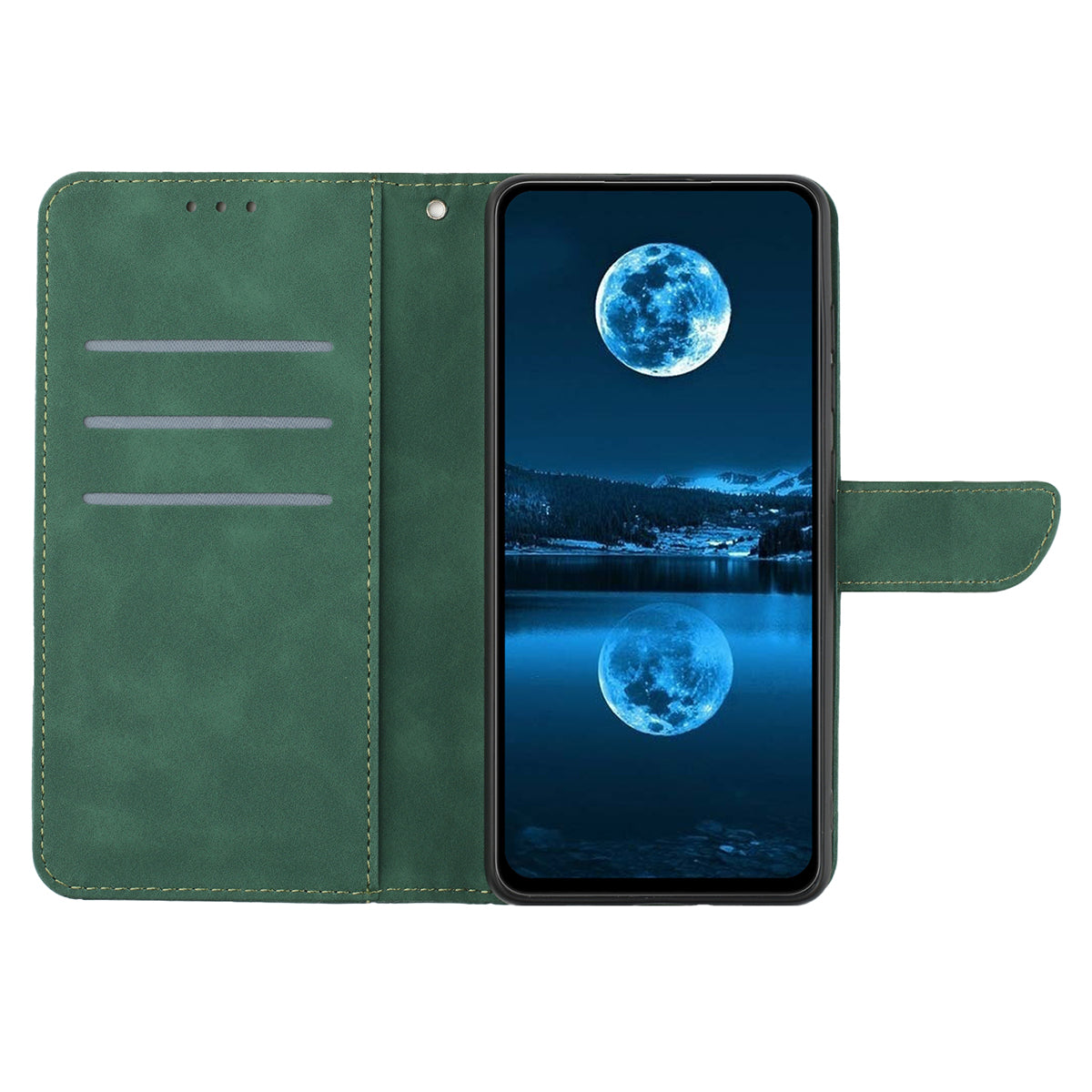 HT05 For Samsung Galaxy A06 Case Skin-Touch Lines PU Leather Phone Cover - Green