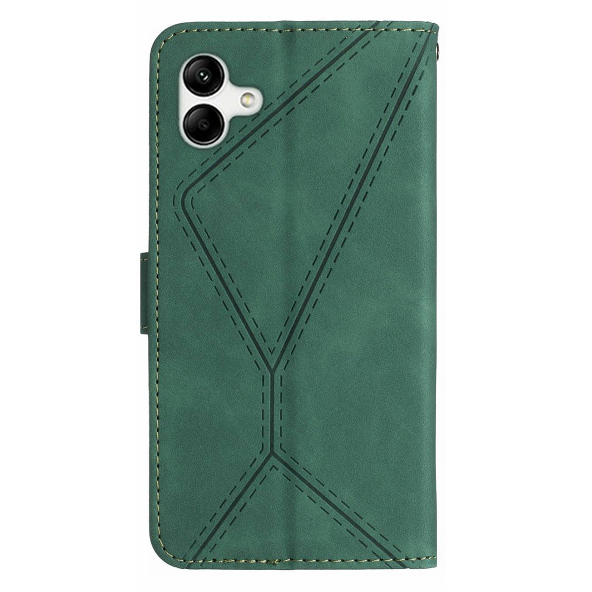 HT05 For Samsung Galaxy A06 Case Skin-Touch Lines PU Leather Phone Cover - Green