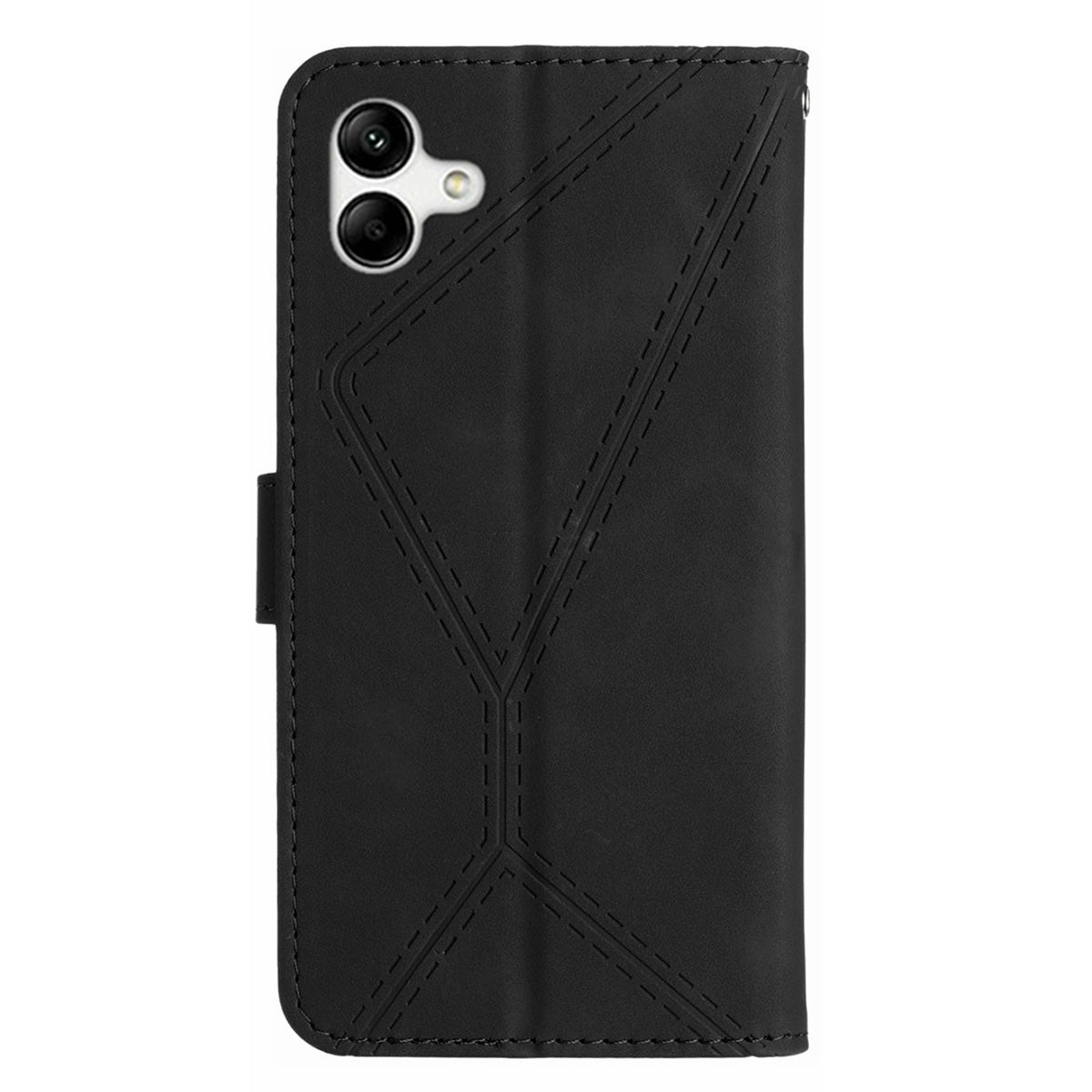 HT05 For Samsung Galaxy A06 Case Skin-Touch Lines PU Leather Phone Cover - Black