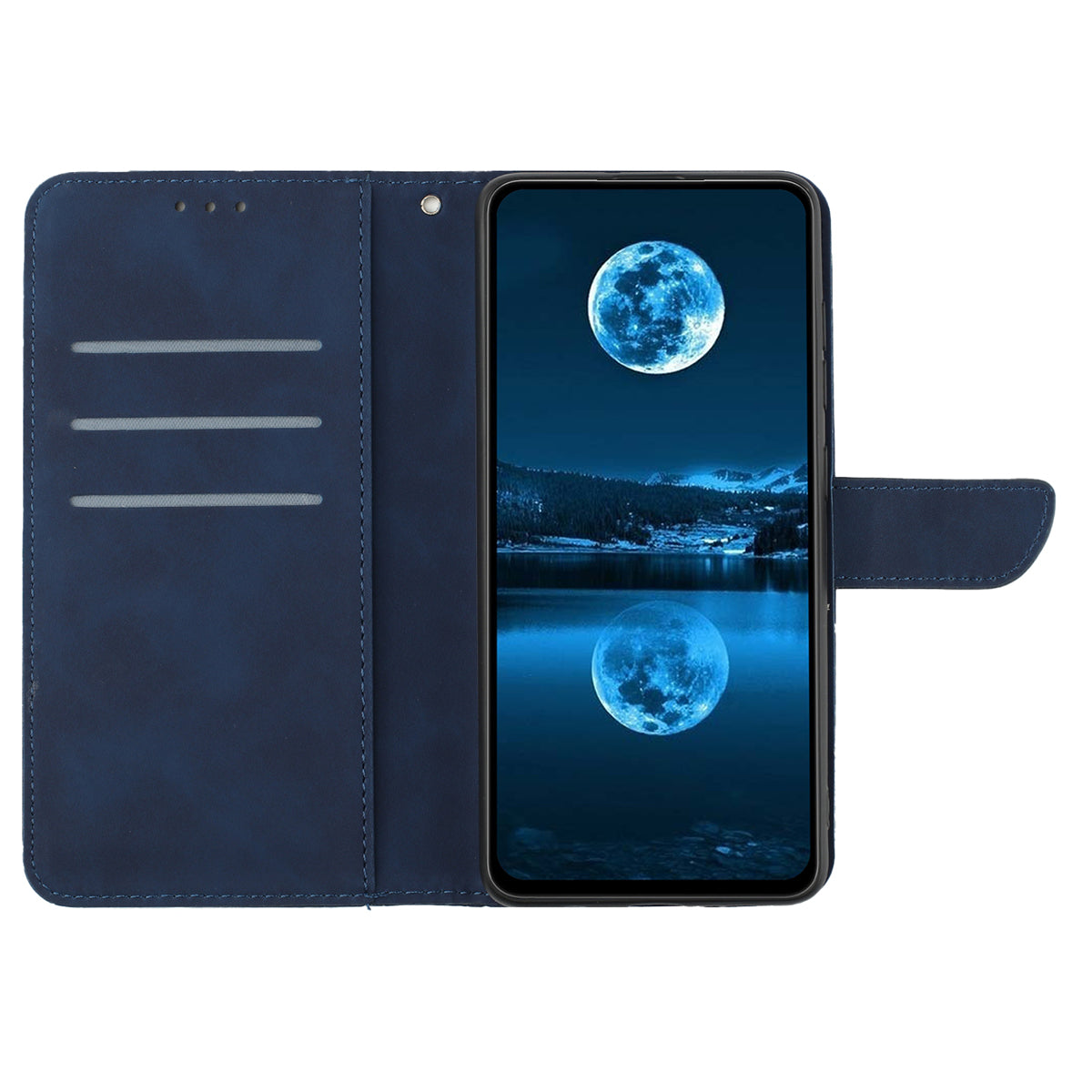 HT05 For Samsung Galaxy A06 Case Skin-Touch Lines PU Leather Phone Cover - Blue