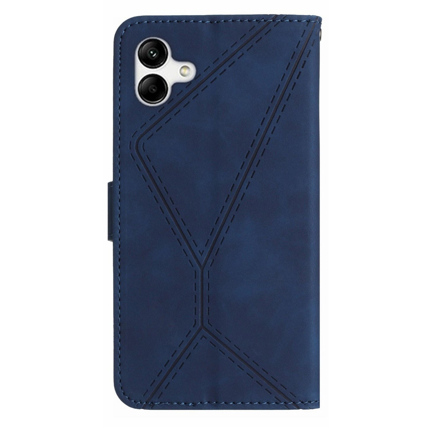 HT05 For Samsung Galaxy A06 Case Skin-Touch Lines PU Leather Phone Cover - Blue