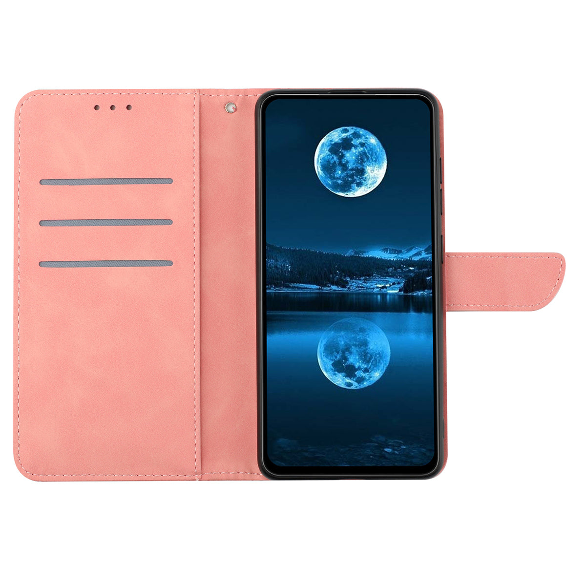 HT05 For Samsung Galaxy A06 Case Skin-Touch Lines PU Leather Phone Cover - Pink