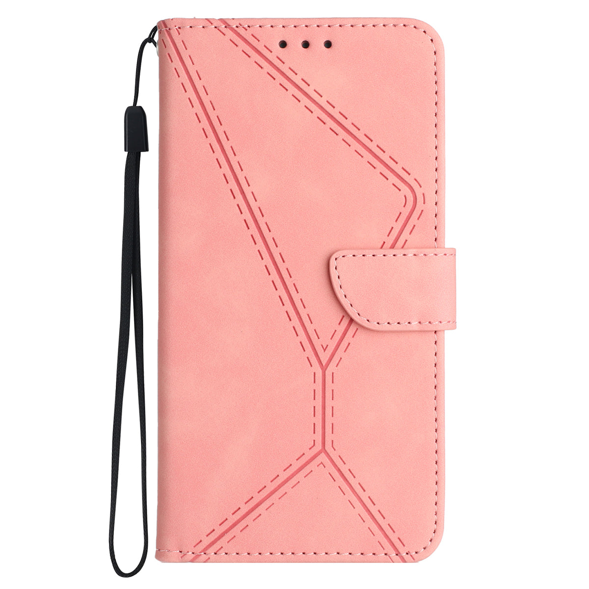 HT05 For Samsung Galaxy A06 Case Skin-Touch Lines PU Leather Phone Cover - Pink