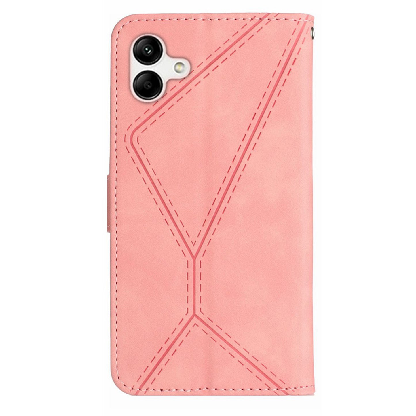 HT05 For Samsung Galaxy A06 Case Skin-Touch Lines PU Leather Phone Cover - Pink